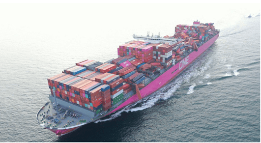 The ONE Apus arrives in Kobe Japan on 8th December 2020 after losing an estimated 1816 containers overboard.